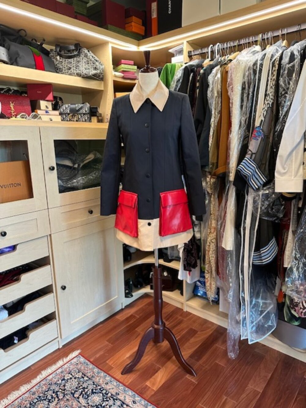 Alice & Olivia Black Lamb Leather Pattern Coat Size XS